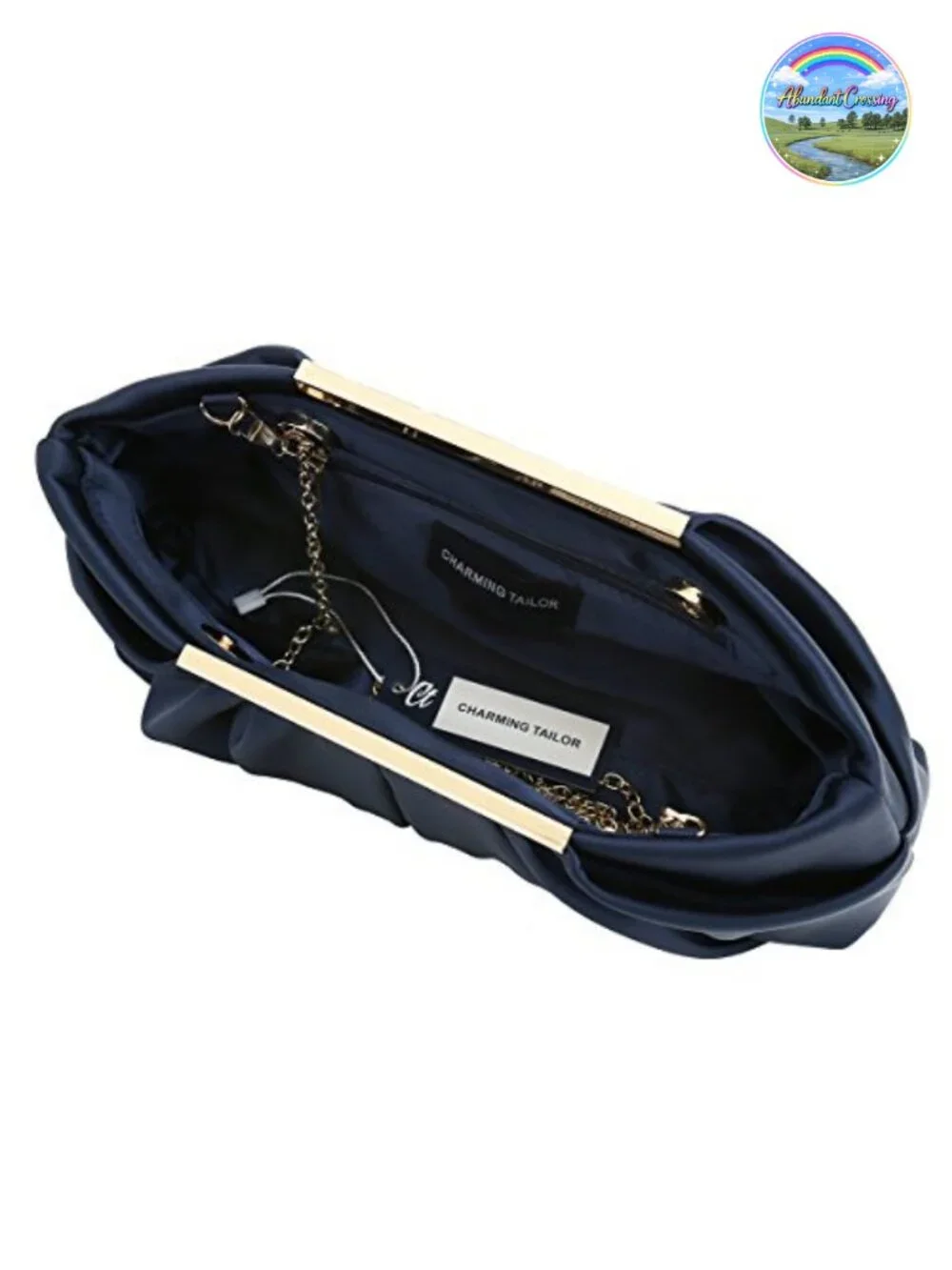 Women's Pleated Satin Evening Clutch Bag with Detachable Chain, Formal Party